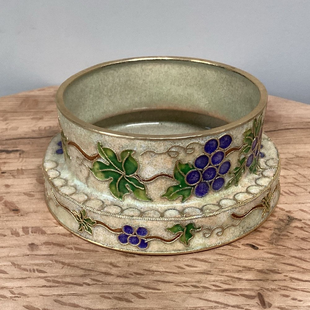 🟣 Cloisonné Wine Bottle Coaster Holder - Like New Condition - Beautiful - Unique - Picture 3 of 13